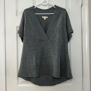 Coldwater Creek Gray V-Neck Knit Poncho Shirt